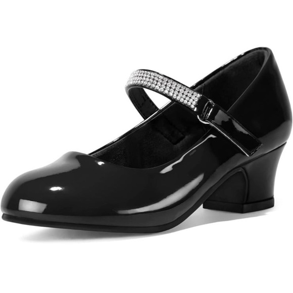 New K KomForme Girl Mary Jane Shoes Low Heel Rhinestones Princess Flats sz 6 $32 - Picture 1 of 12